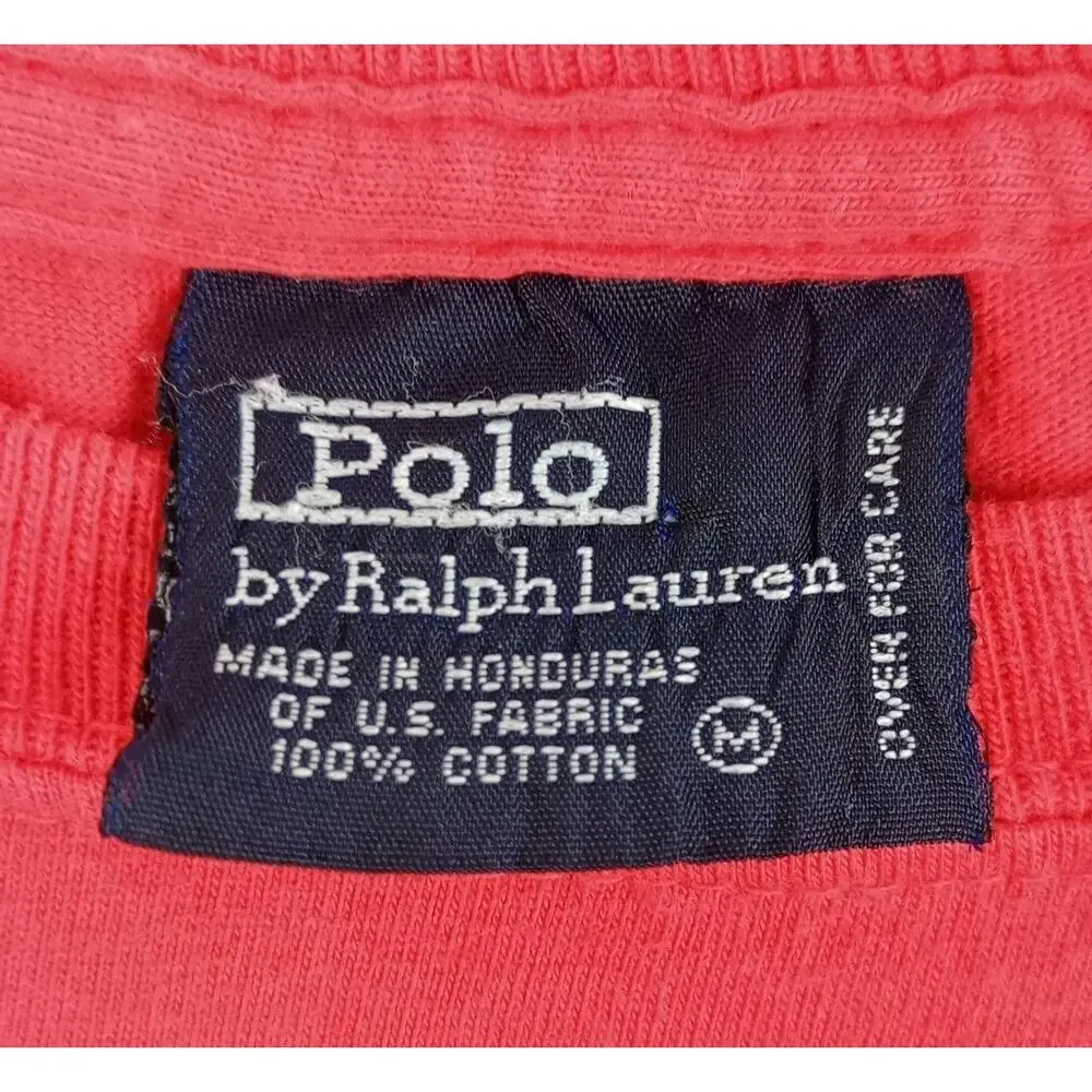VTG Polo By Ralph Lauren Men M Red Embroidered Logo Designer Short Sleeve Tshirt